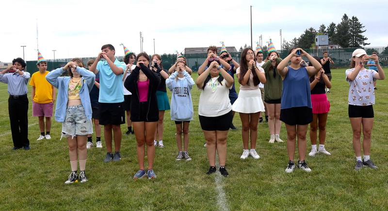 The Kaneland Marching Knights practice during band camp on Friday, August 2, 2024 in Maple Park.