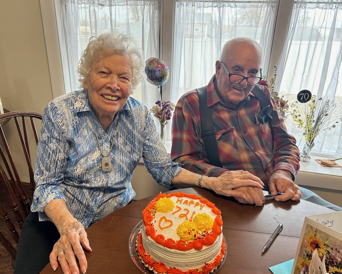 Bill and Lois Ross of Ransom celebrate their 72nd wedding anniversary on Nov. 15, 2025. The couple, both in their 90s, met on a dance floor and have been married since 1953. They credit communication and mutual support as the foundation of their long marriage.