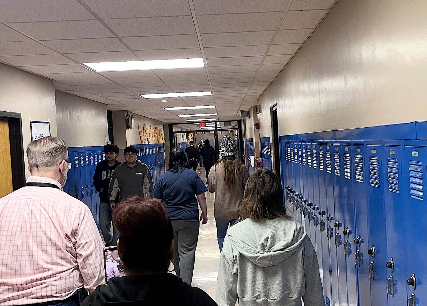 Attendees given a tour on Saturday, April 18, 2026, in the hallways of Hufford Junior High School in Joliet.