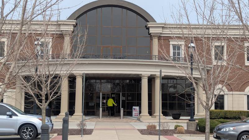 A person walks inside Plainfield Village Hall on Tuesday, April 1, 2025. Plainfield Village Hall served as a polling place on Tuesday.