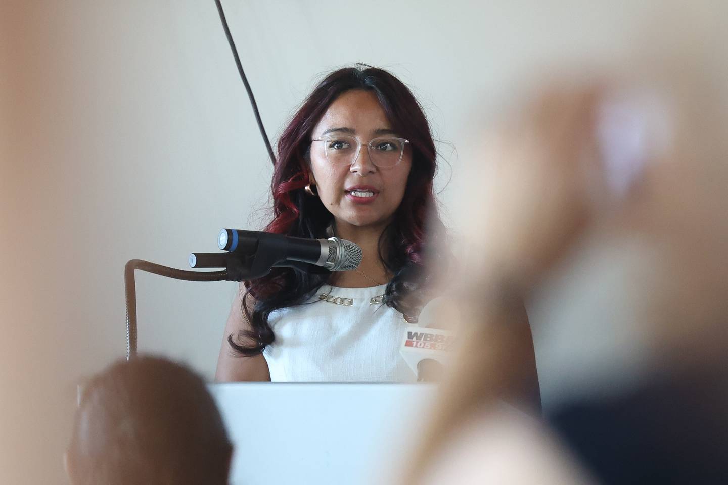 State Representative Dalmara Avelar (D-85) speaks at the VNA Health Care facility ribbon cutting ceremony on Tuesday, Sept. 5, 2023 in Joliet.