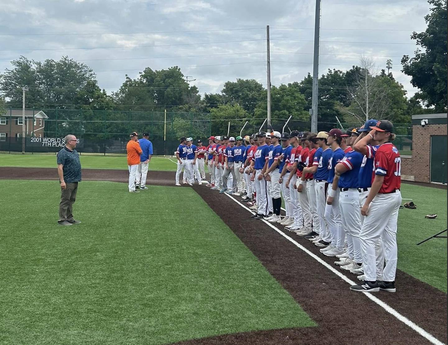 Players line up before the Illinois Coaches Association Senior All-Star Game last June in Bloomington.