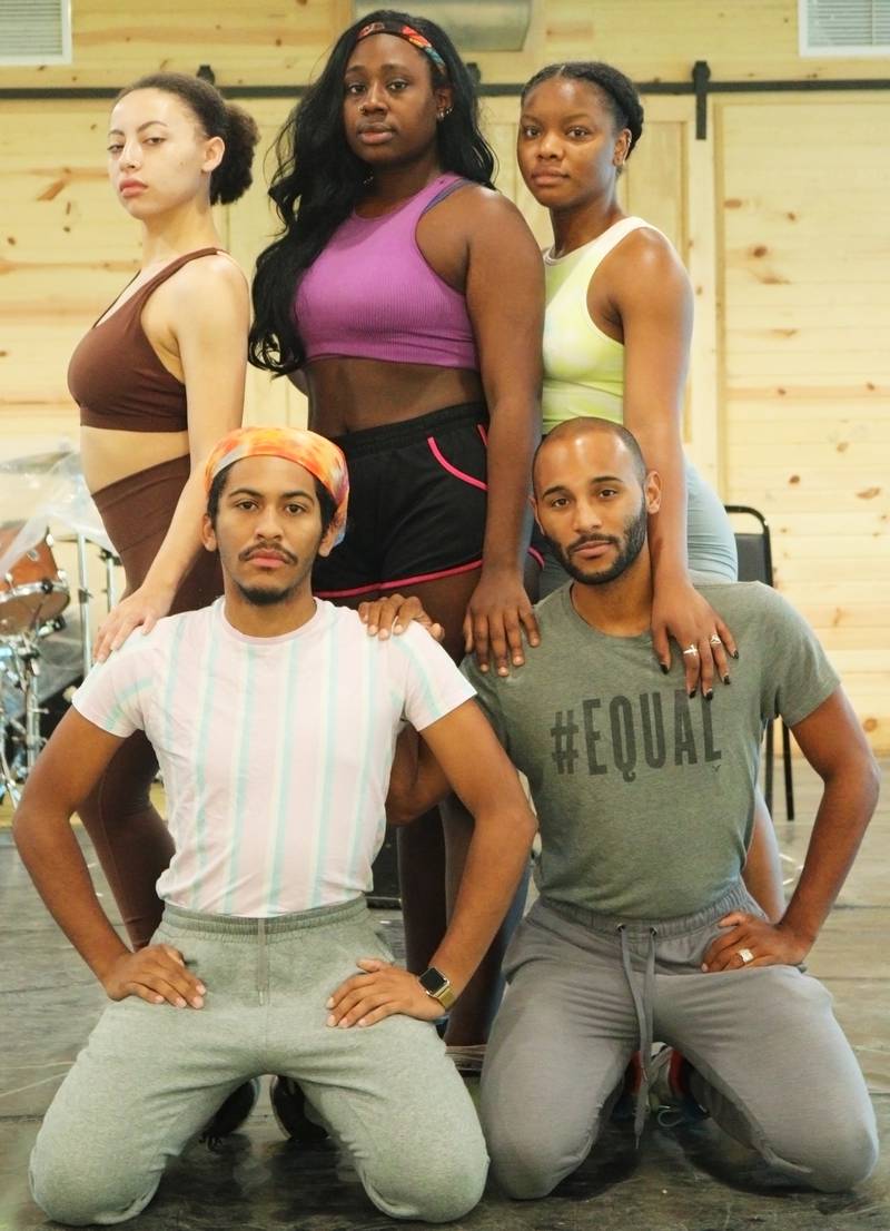 Cast for Timber Lake Playhouse's production of “Ain't Misbehavin'’ are, standing from left, Ciarra Stroud, Autumn Key, and Nissi Shalome and kneeling from left, Eli Nash and Cory Shorter.