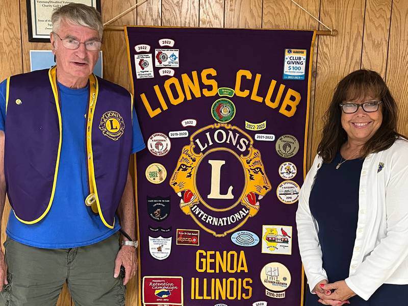 (Left to right); Genoa Lions Club president Gene Bradford and former Lions district governor Tami Verstraete