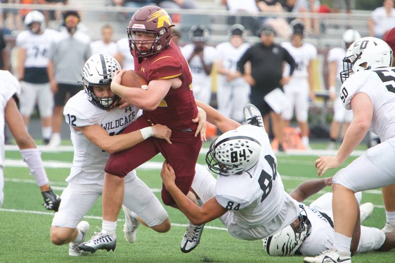 Richmond-Burton's Steven Siegel looks to advance the ball against Normal West on Saturday, Sept. 17,2022 in Richmond.