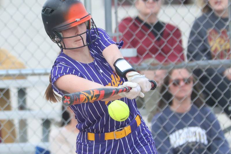 Mendota's Lexie Saylor lets go of a pitch to Marquette on Wednesday, March 25, 2026 at June Gross Field in Ottawa.
