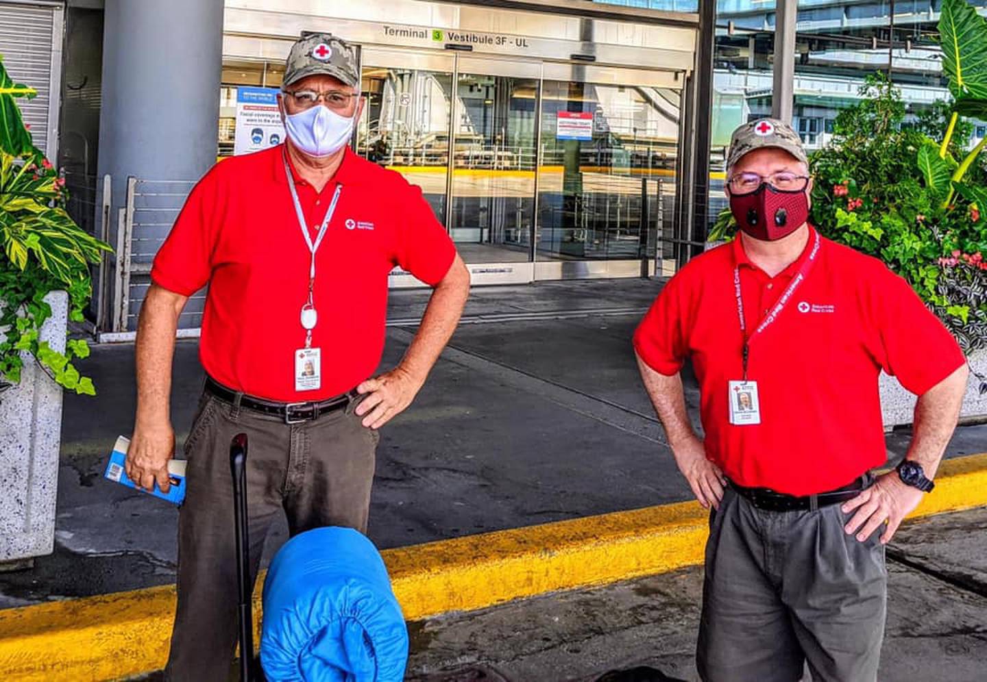 Brian McDaniel, executive director of the Romeoville-based American Red Cross Illinois River Valley chapter (right) was deployed to Louisiana to help people affected by Hurricane Laura. He is pictured with Red Cross volunteer  Paul Bamman.