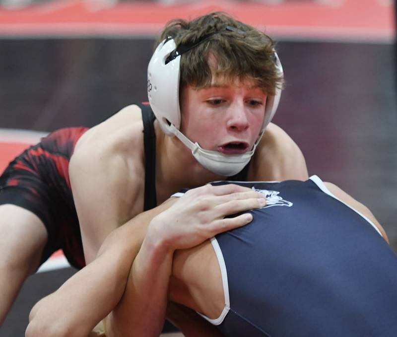 Amboy's Aden Spinelli wrestles Lisle's Sebastian Lara in the championship match at 106-pounds at the Stillman Valley Holiday Tournament on Saturday, Dec. 20, 2025 at Stillman Valley High School.