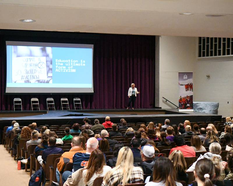 Executive Director, National Center for Science Education D. Amanda Townley give a keynote speach during The Climate of Hope Conference held at Downers Grove North High School on Friday March 1, 2024.