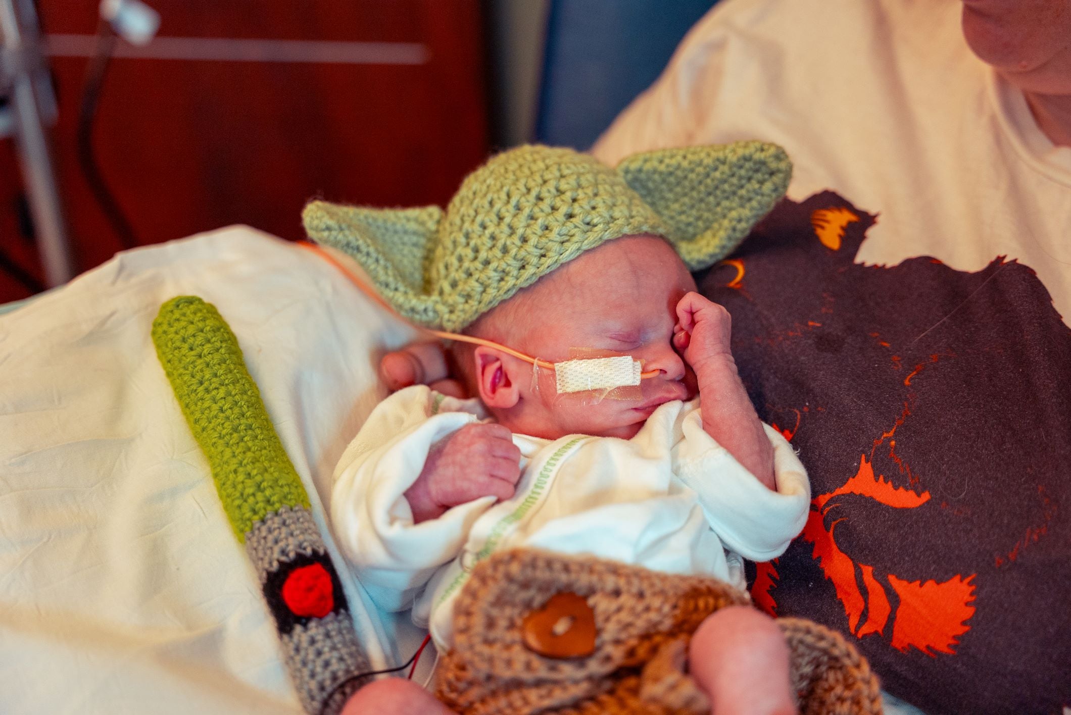 Baby Yoda at the Silver Cross Hospital NICU on Halloween 2025.