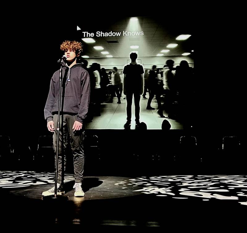 A Streator Township High School student performs during a dress rehearsal for the school’s fall play, Divided We Fall. The show, running Oct. 30-31 and Nov. 1, shares stories about the challenges and emotions teens face.