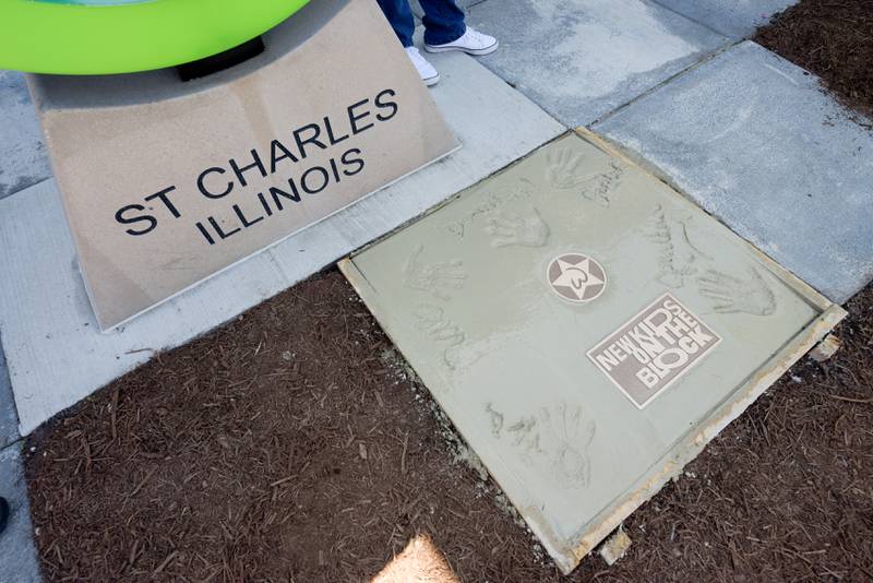 Wahlk of Fame block for New Kids on the Block at the Wahlburgers in St. Charles on Saturday, June 18, 2022.