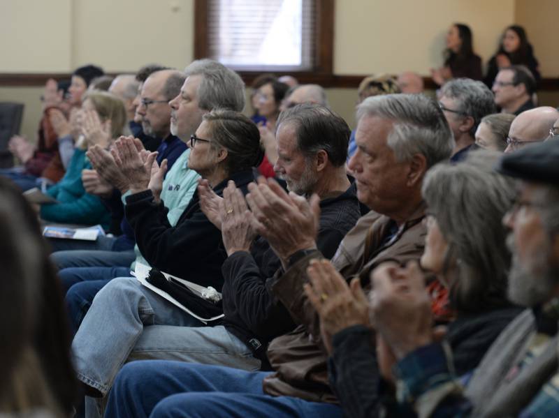 U.S. Rep. Sean Casten, D-Downers Grove, receives a warm welcome during the LaGrange town hall held Saturday Jan 21, 2023.