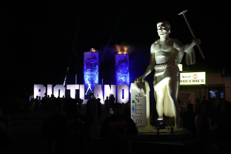 A larger butter statue of John Stamos is on display at Riot Fest on Saturday, Sept. 21, 2024 in Chicago.