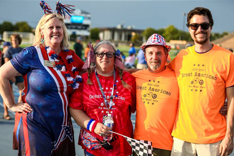 Anastasia Tuskey (L) and Event Organizer Gina Wysocki during the Great American Big Wheel Race.  July 22nd, 2023