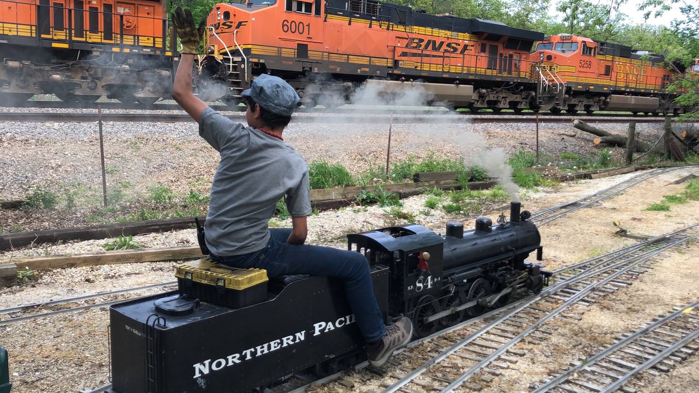 George Werderich riding his 7.5 gauge train on the Prairie State Railroad in Plowman's Park. (photo provided)