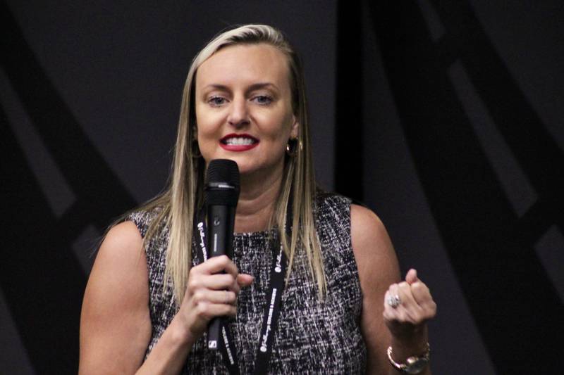 Lindsey Jensen, Illinois Teacher of the Year for 2018, was the keynote speaker Friday, April 21, 2023, for the Pathways Education Symposium at Sauk Valley Community College.