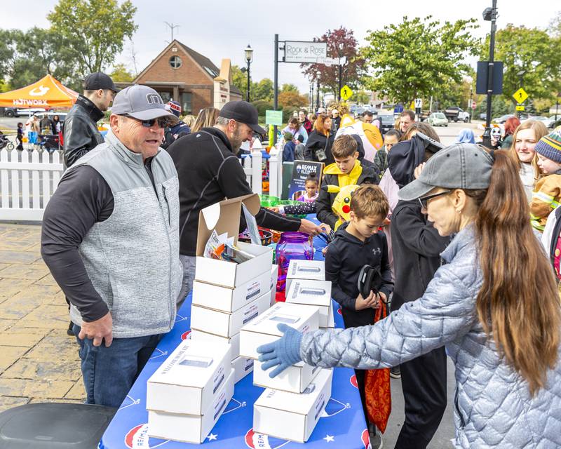 The Remax booth gave out kids and adult treats at the Plainfield Spooktacular Trick-or-treating event Saturday Oct 25, 2025 in Plainfield.