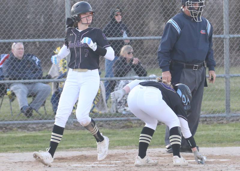 Serena's Jenna Setchell scores the teams first run against Marquette on Wednesday, March 26, 2025 at Serena High School.