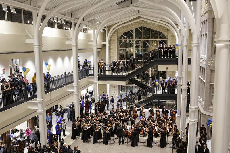 The Joliet Central orchestra performs during the Jan. 27 grand opening of the new Joliet Central High School student center. An open house is scheduled for 5 to 7 p.m. Feb. 29.