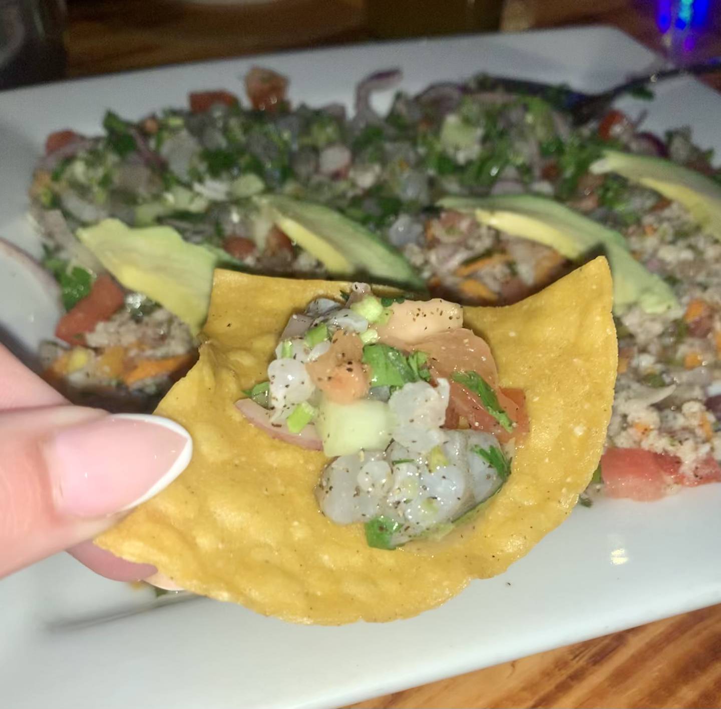 Shrimp and fish ceviche combo plate