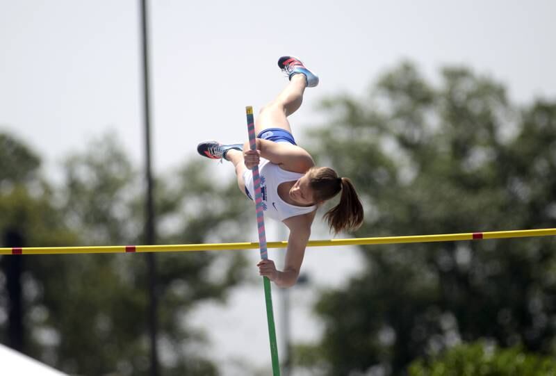 Lincoln-Way East’s Jaiden Knoop competes in the 3A pole vault during the IHSA State Track and Field Finals at Eastern Illinois University in Charleston on Saturday, May 20, 2023.