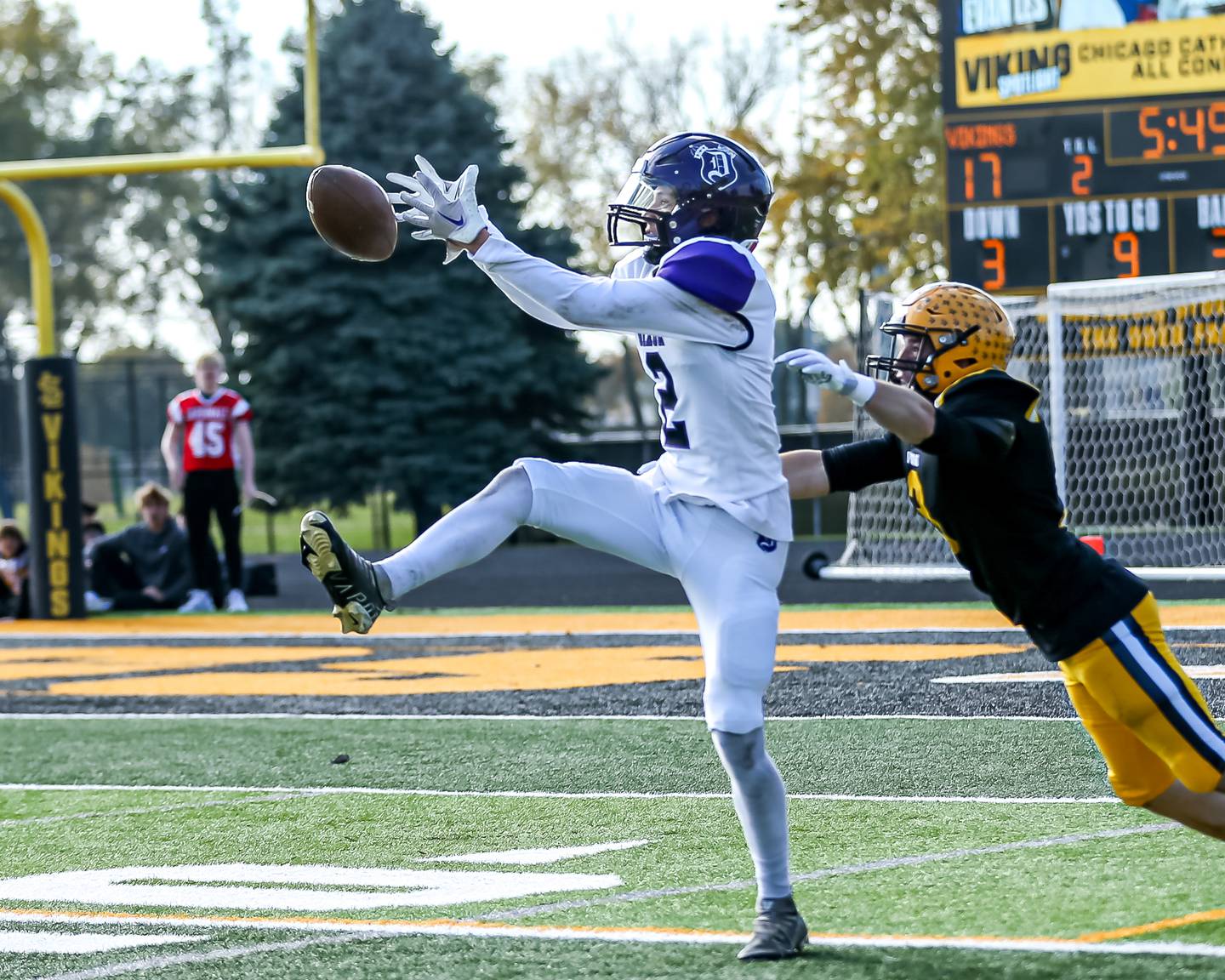 Dixon's Cullen Shaner (2) attempts a catch during Class 4A second round playoff football playoff game between Dixon at St Laurence.  Nov 4, 2023.