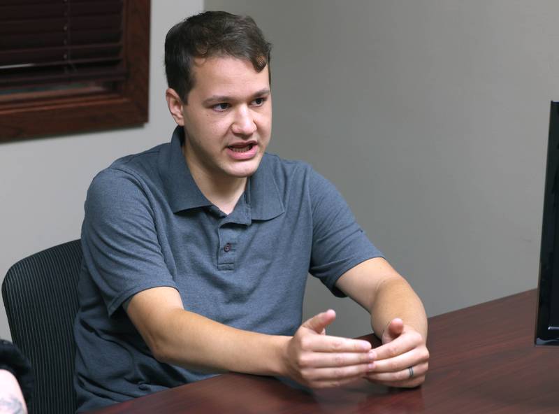 Beck Garcia, from DeKalb Mutual Aid, talks Tuesday, June 10, 2025, about their focus for the future of the local nonprofit group.