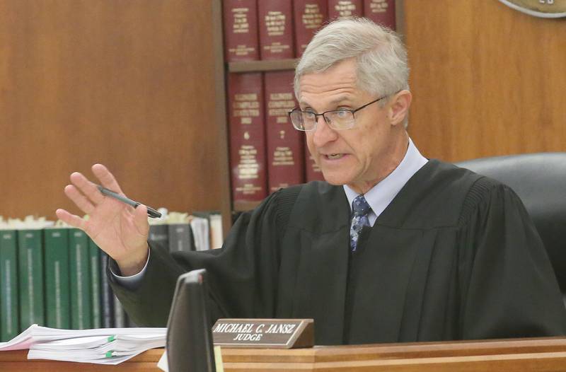 Judge Michael C. Janse speaks during a mini trial evidentiary hearing regarding the Chester Weger case on Wednesday, May 14, 2025 at the La Salle County Government Complex in Ottawa.