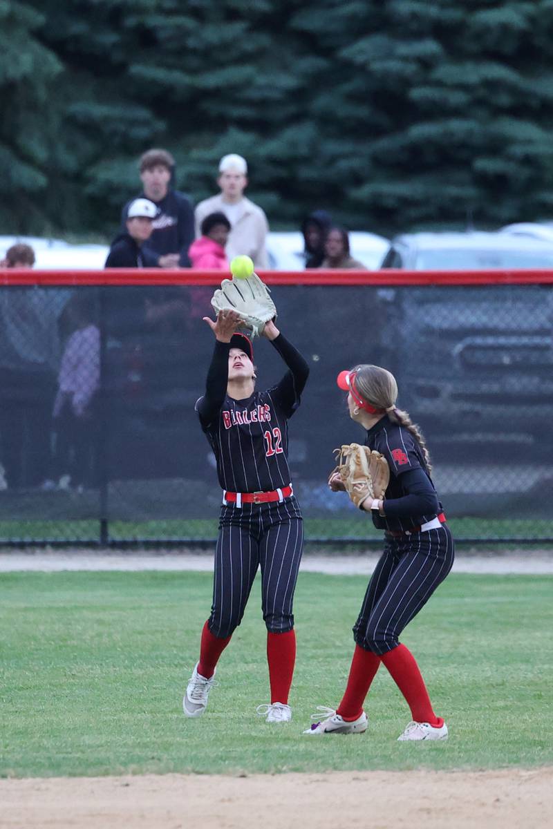 Bradley-Bourbonnais’ Alayna Sykes makes a catch in the outfield during the Boilermakers' 8-0 victory over Normal Community in the IHSA Class 4A Bradley-Bourbonnais Regional semifinal on Tuesday, May, 27, 2025.