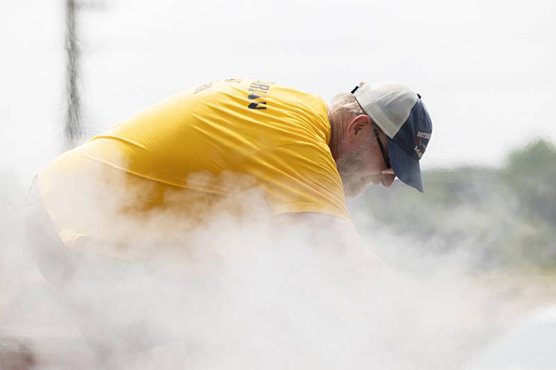 Mike Albers works above the steaming cauldron of sweet corn Monday, July 24, 2023 for the annual Rotary Corn Boil. 4200 ears of the sweet treat are being boiled up for hungry patrons.