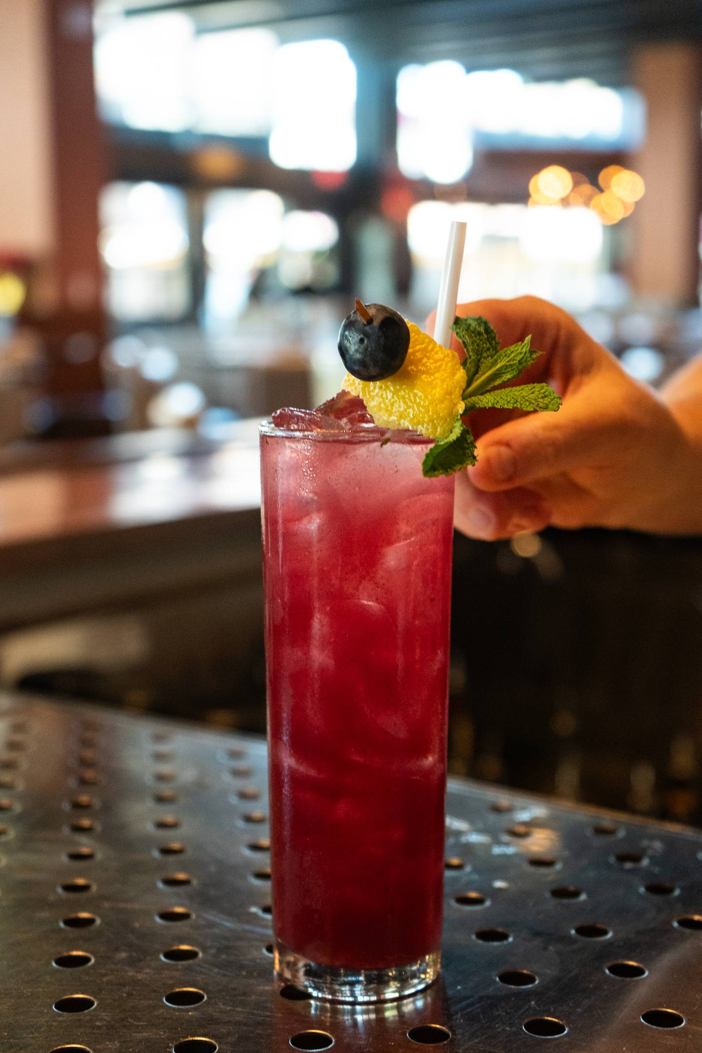 Enjoy a Blueberry Mint Gin & Tonic at Old Town Pour House, with locations in Oak Brook and Naperville.