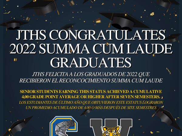 Joliet Township High Schools congratulate 2022 Summa Cum Laude graduates
