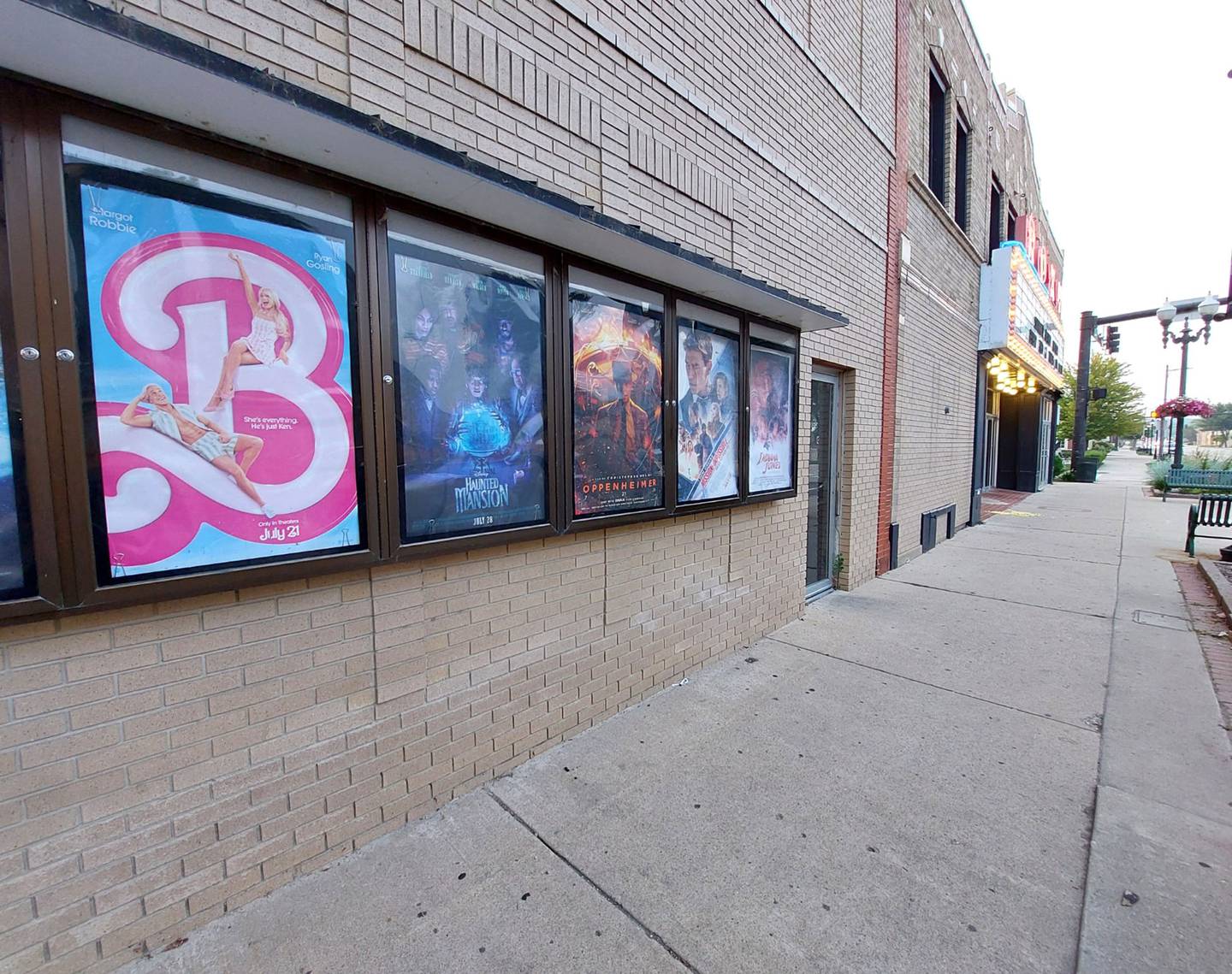A poster advertises "Barbie" to passersby on La Salle Street at Roxy Cinemas in downtown Ottawa on Monday, July 24, 2023.