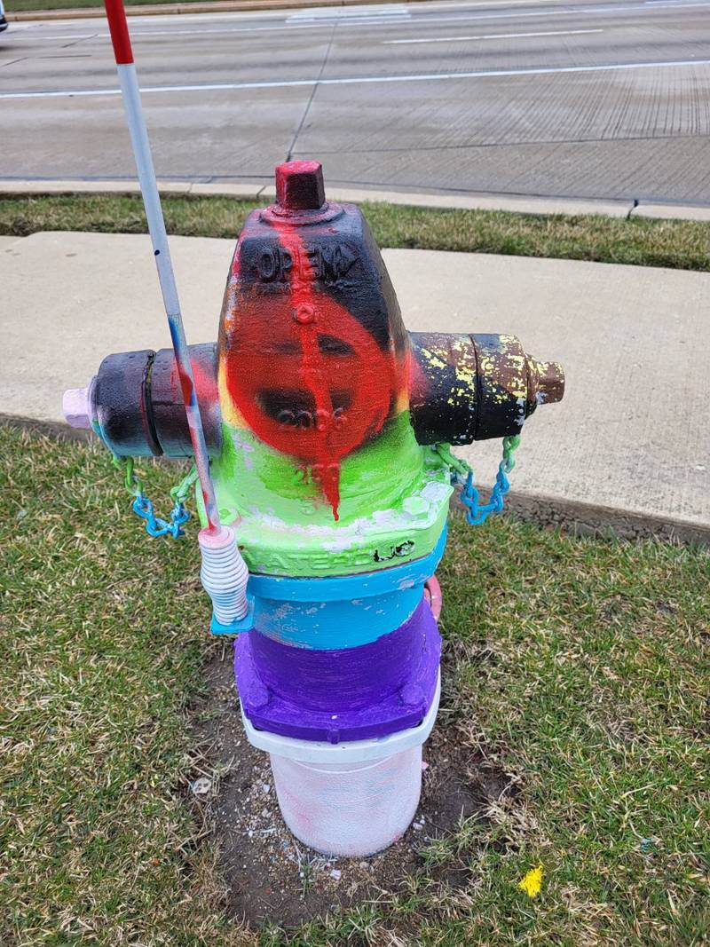 The rainbowPride and transgender painted hydrant at the northwest corner of Kirk Road and East State Street in Geneva was vandalized this weekend, a week after it was vandalized and repainted by the artist and volunteers. Artist Chrissy Johnson said the hydrant has now been primed to be repainted again.