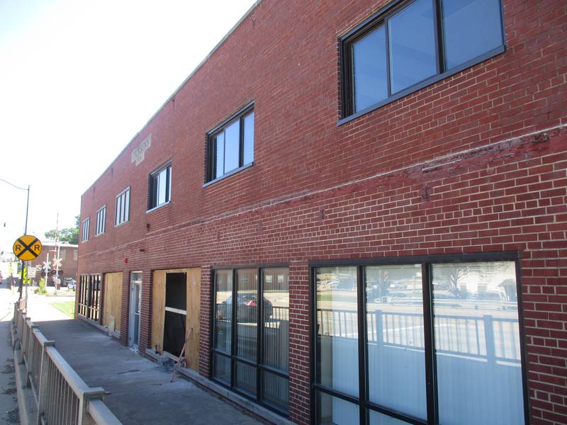 Work is underway to convert this commercial building at 101 S. Bridge St. (Route 47) in downtown Yorkville into space for micro-winery and coffee shop businesses. (Mark Foster -- mfoster@shawmedia.com)