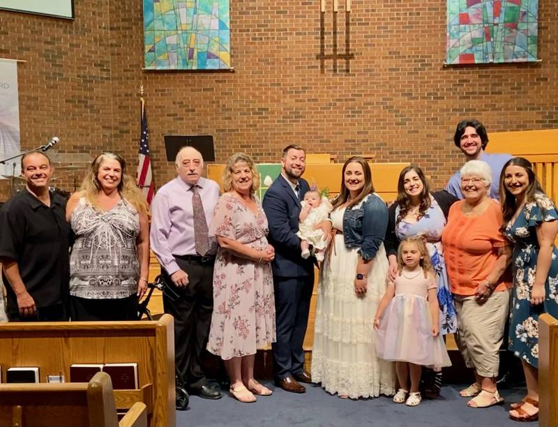 Paula Forester of Mokena happily poses with her loved ones in this most recent family photo. Adults who are pictured, from left, are Richard Thiele, Kari Thiele (Paula's daughter) , Dominic Rosignolo, Tracy Rosignolo, (Paula's daughter), Jason Zorena, Heather Zorena, Rebecca Rosignolo, Paula Forester , Anthony Gebbia (behind Paula) and Amanda Rosignolo.