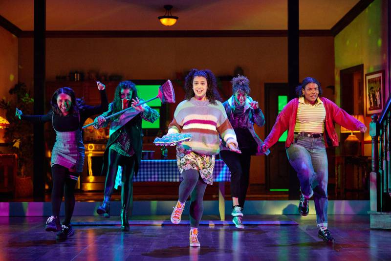 Lauryn Hobbs (from left), Ashley Pérez Flanagan, Lucy Panush, Chelsea Williams and Samantha Williams star in Britta Johnson’s "Life After," a musical playing at Goodman Theatre.