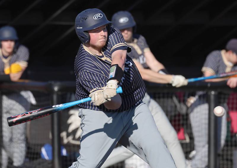 Hiawatha's Logan Brush takes a cut during their game against South Beloit Thursday, April 16, 2026, at Northern Illinois University in DeKalb.