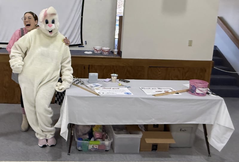 Mendota residents participate in the Mendota Area Chamber of Commerce Easter Hop at Zion United Methodist Church on Saturday, March 28, 2026.