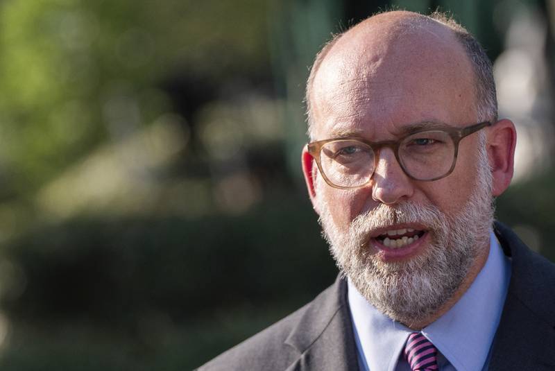 Director of the Office of Management and Budget Russell Vought speaks to reporters at the White House, Thursday, July 24, 2025, in Washington. (AP Photo/Julia Demaree Nikhinson)