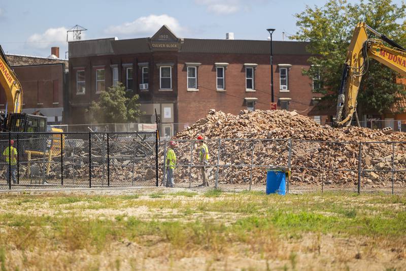 Micro building demolition continues Wednesday, Aug. 21, 2024. The area will be used for parking and green space once the project is complete.