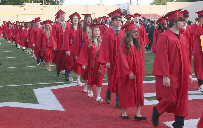 La Salle-Peru Township High School enter during the L-P Class of 2026 commencement ceremony on Thursday, May 14, 2026 at Howard Fellows Stadium.