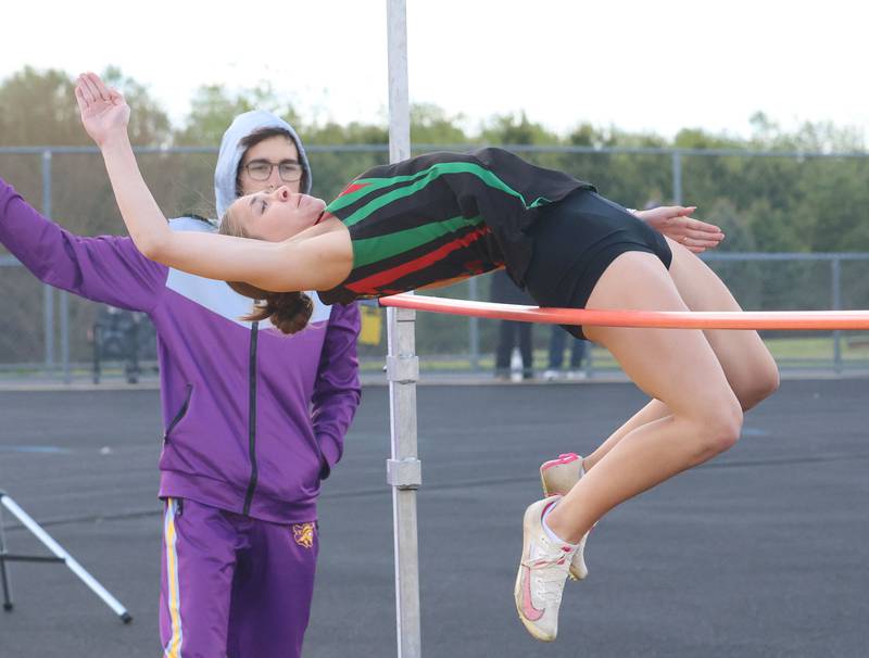 L-P's Isa Kilday competes in the high jump during the Class 2A Sectional track meet on Wednesday, May 13, 2026 in the Jeff Prusator Athletic Complex at Mendota High School.