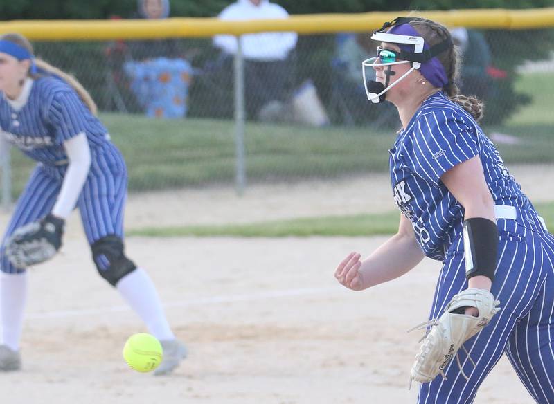 Newark pitcher Dottie Wood lets go of a pitch to Earlville during the Class 1A Regional final on Thursday, May 22, 2025 at Indian Creek High School in Shabbona.