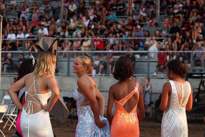 Contestants wait for their turn on the stage as part of a pageant at the McHenry County Fair in Woodstock on Tuesday, July 30, 2024.