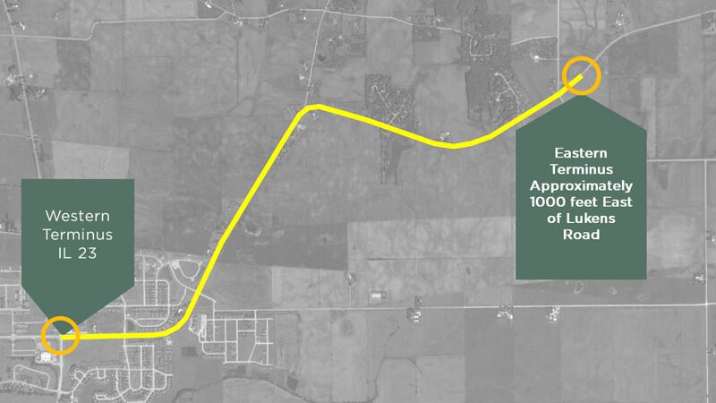 A screenshot of a DeKalb County document showing the area covered by the Plank Road realignment study.