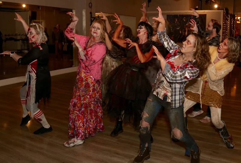 Zombies from Vargo’s Dance practice their “Thriller on 38” performance on Friday, Oct. 20, 2023 in Geneva.