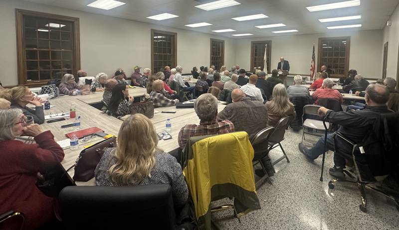 Princeton Police Chief Tom Kammerer speaks during a meet and greet on Tuesday, Nov. 18, 2025 at the Prouty Building in Princeton. Kammerer has been chief in Princeton since 2018 after retiring from the police force in Naperville. He’s been heavily involved in the Princeton community outside of his role as chief.