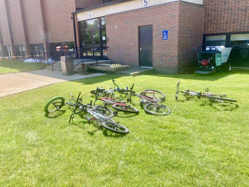 The tall tell sign that camp is in session with an assortment of bikes parked outside Prouty Gym. The Princeton Tiger boys basketball camp brought kids of all ages to sharpen up their hoops skills.